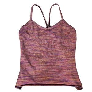 Lululemon Power Y Tank Top in Burgundy Stripes Size Small